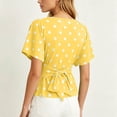 thumbnail image 6 of SSZMDLB Women Polka Dot T-Shirts Short Sleeve Round Neck Ruched Casual Slim Fit Summer Tops Fashion Tee Shirt Travel Outfits Workout Clothes, Yellow L, 6 of 8