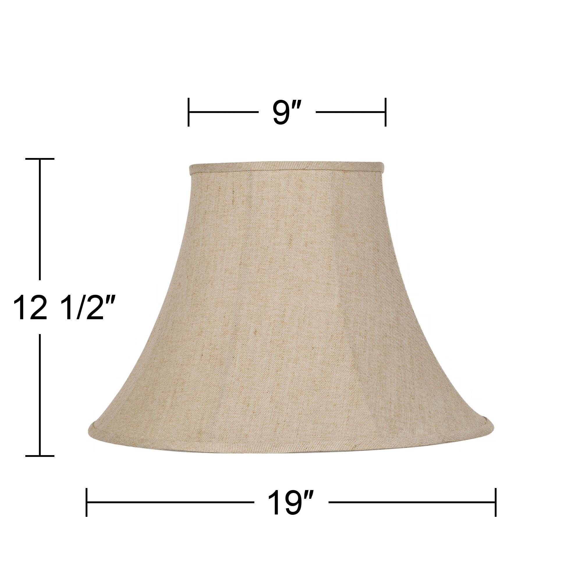 Springcrest Set of 2 Bell Lamp Shades Beige Large 9" Top x 19" Bottom x 12.5" High Spider with Replacement Harp and Finial Fitting