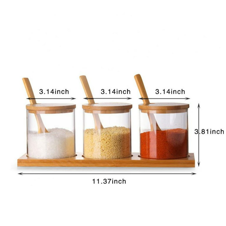 HHMJSM 6 Pcs Glass Jar with Bamboo Lid and Spoon - 17 oz Large Sugar  Container with 148 Kitchen Pantry Spice Jar Labels Preprinted - Glass  Containers