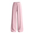 thumbnail image 4 of TZZQ Striped Linen Pants Wide Leg Drawstring Elastic Waist Trousers with Pockets Lightweight Loose Striped Gingham Plaid Lounge Pants Summer Casual Relaxed Fit Beach Vacation Flowy Slacks Pink L, 4 of 4