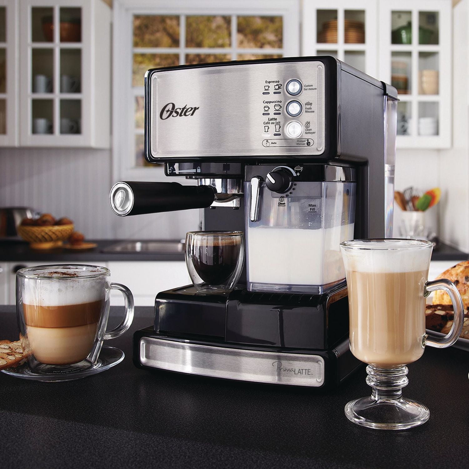 Oster Prima Latte Espresso, Cappuccino and Latte Maker, Stainless Steel,  BVSTEM6601S-033