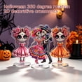 thumbnail image 4 of Mexican Day of the Dead Decor, Dia de los Muertos Sugar Skull Ornament, 360 Degree Rotating Acrylic Skeleton Dancer, Colorful Altar Centerpiece for Home Office Party Gift Table Desk Accessory, 4 of 5