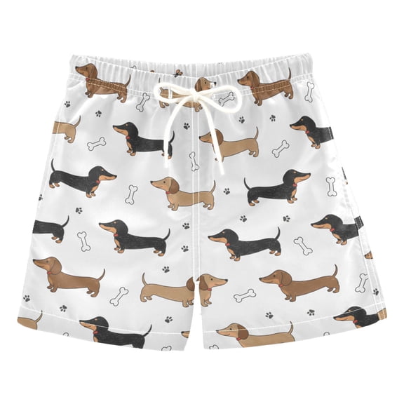 joogoo Boy Swim Trunks Playful Dachshunds Dog Bathing Beach Board Shorts Medium