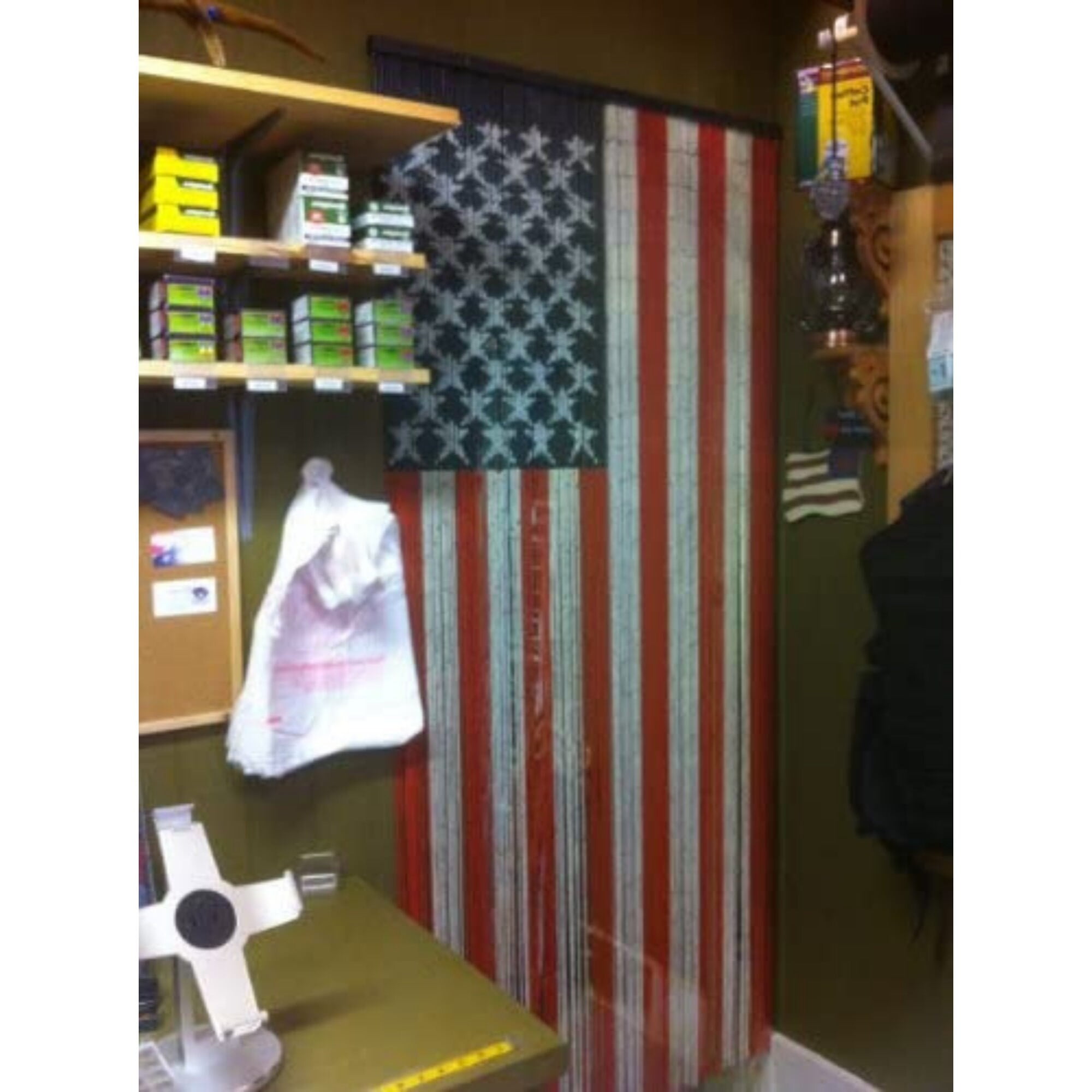 Vauluxe Vintage Red American Flag Grommet Sheer Curtains - 36 x 79 Inches 125 Strands