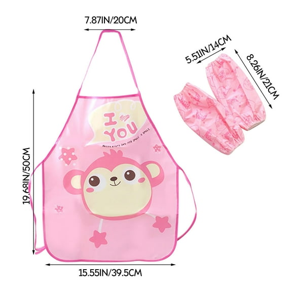 AKEGAMN Children's Play Apron Sleeve Set 3-6 Years Old Children's Household Chores Waterproof Anti-smudge Apron