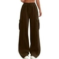 thumbnail image 2 of Qeaghou Cargo Sweatpants for Women Wide Leg High Waist Joggers Pants Drawstring Solid Colors Lounge Yoga Pants with Pockets Cute Sweatpants, 2 of 6