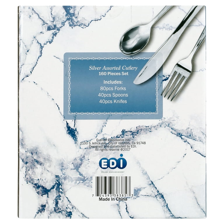 EDI Silver Disposable Plastic Cutlery Set, 160-Piece photo 6