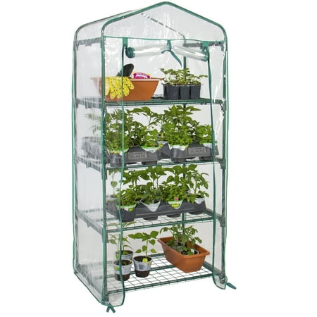 Ferry Morse Greenhouse - Best Choice Products 4-Tier Mini Greenhouse w/ Cover and Roll-Up Zipper Door
