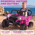 thumbnail image 3 of Ktaxon 12V Kids Electric Ride On Car w/ Parent Remote Control, Bluetooth, Lights, 3 Speeds, Powered Wheel Ride On Toy for Boys & Girls Ages 2-6, Rose Red, 3 of 9
