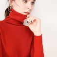 thumbnail image 1 of Suéter de cuello alto apilado corto de mezcla de lana para mujer, suéter de punto de base entallado y grueso para otoño e invierno, 1 of 5