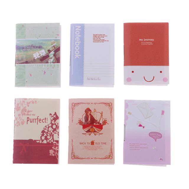 1/12 Modelo de Cuaderno en Miniatura Accesorio de Libro Cuaderno de Papel Accesorios de Juguetes para Sunnimix Cuaderno miniatura de casa de muñecas