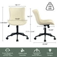 thumbnail image 3 of YOUNIKE Modern Office Chair with Wheels Adjustable Ergonomic Desk Task Chair in Mid-Back Beige PU Design, 3 of 9