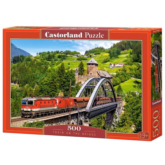 500 Piece Jigsaw Puzzle, Train on the Bridge, Mountain Train, Locomotive Puzzle, Train puzzle, Adult Puzzles, Castorland B-52462
