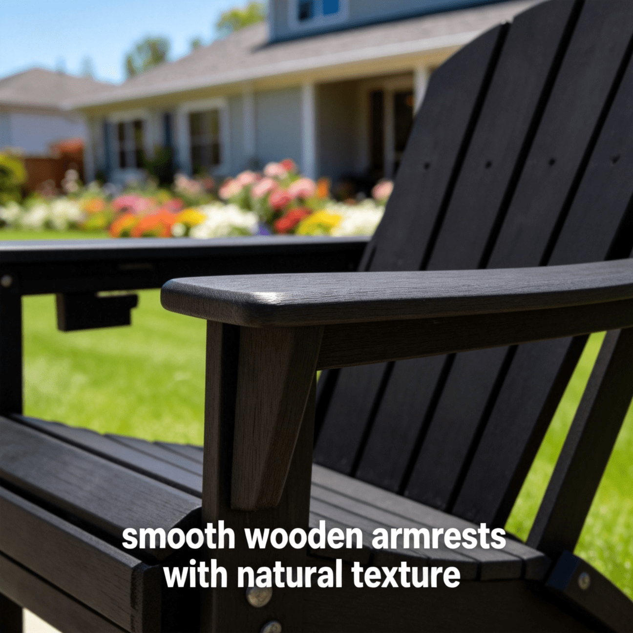 Folding Adirondack Chairs, Patio Chairs, Lawn Chairs, Outdoor Chair, Adirondack Chair Plastic, Fire Pit, Weather Resistant with Cup Holder for Deck, Backyard, Garden(Black)