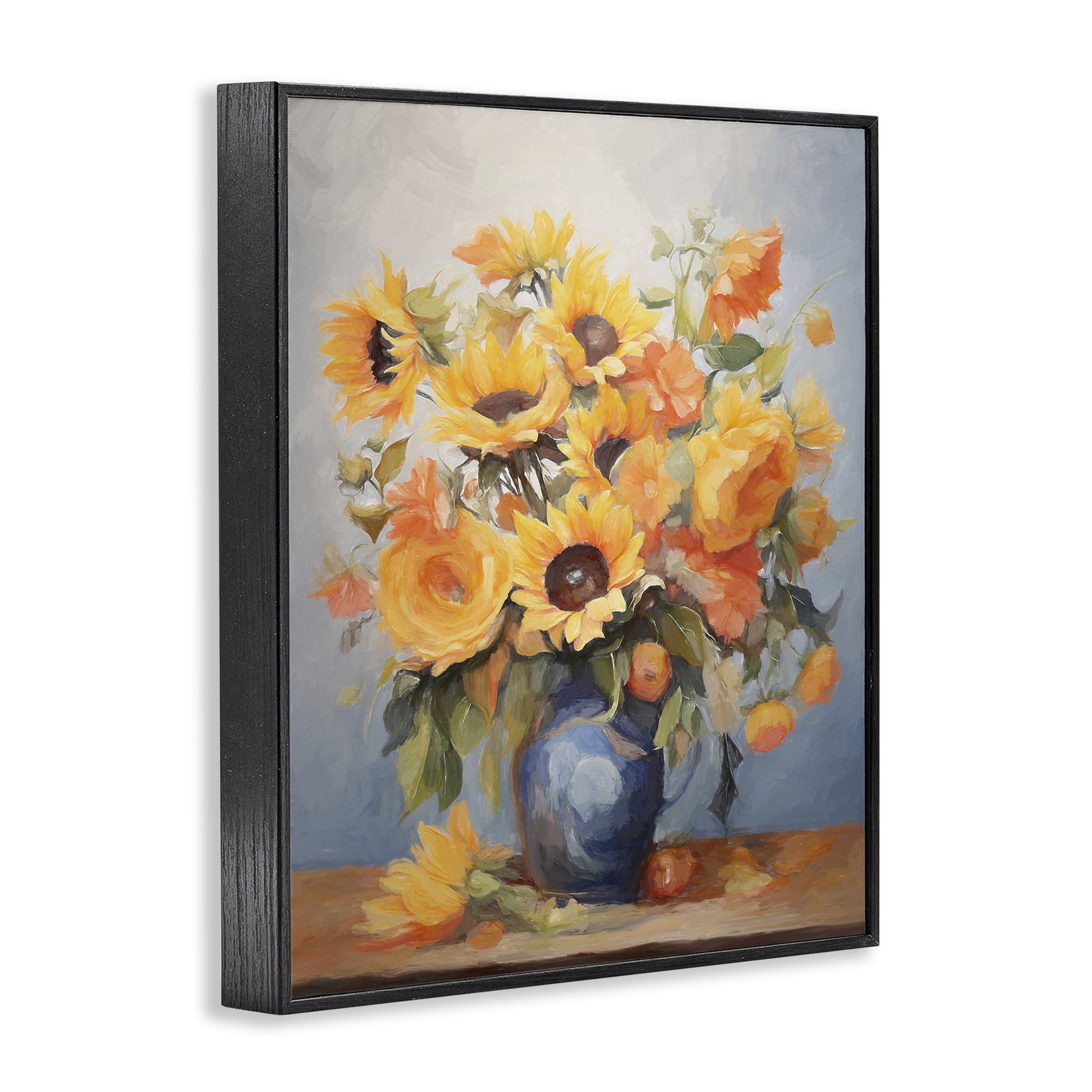 Stupell Industries Sunflower Medley Vase Botanical & Floral Painting Black Framed Art Print Wall Art, 11 x 14