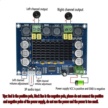 4X TPA3116D2 Dual-Channel Stereo High Power Digital Audio Power Amplifier Board 2X120W XH-M543