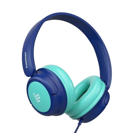 SkyVision Tech KH01C Wired Kids Over-Ear Headphones, Safe Volume Limited Foldable Lightweight Headset for Boys Girls, School Travel Use, Compatible with Laptop PC Tablet, Blue Green Two-tone