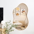 thumbnail image 5 of Fahomiss Modern 24" x 36" Irregular Wall Mirror, Cloud-Shaped Bathroom Mirror, Asymmetrical Vanity Mirror for Home Wall Decor, Mirror Suitable for Bedroom, Living Room, Entryway,Gold Metal Frame, 5 of 12