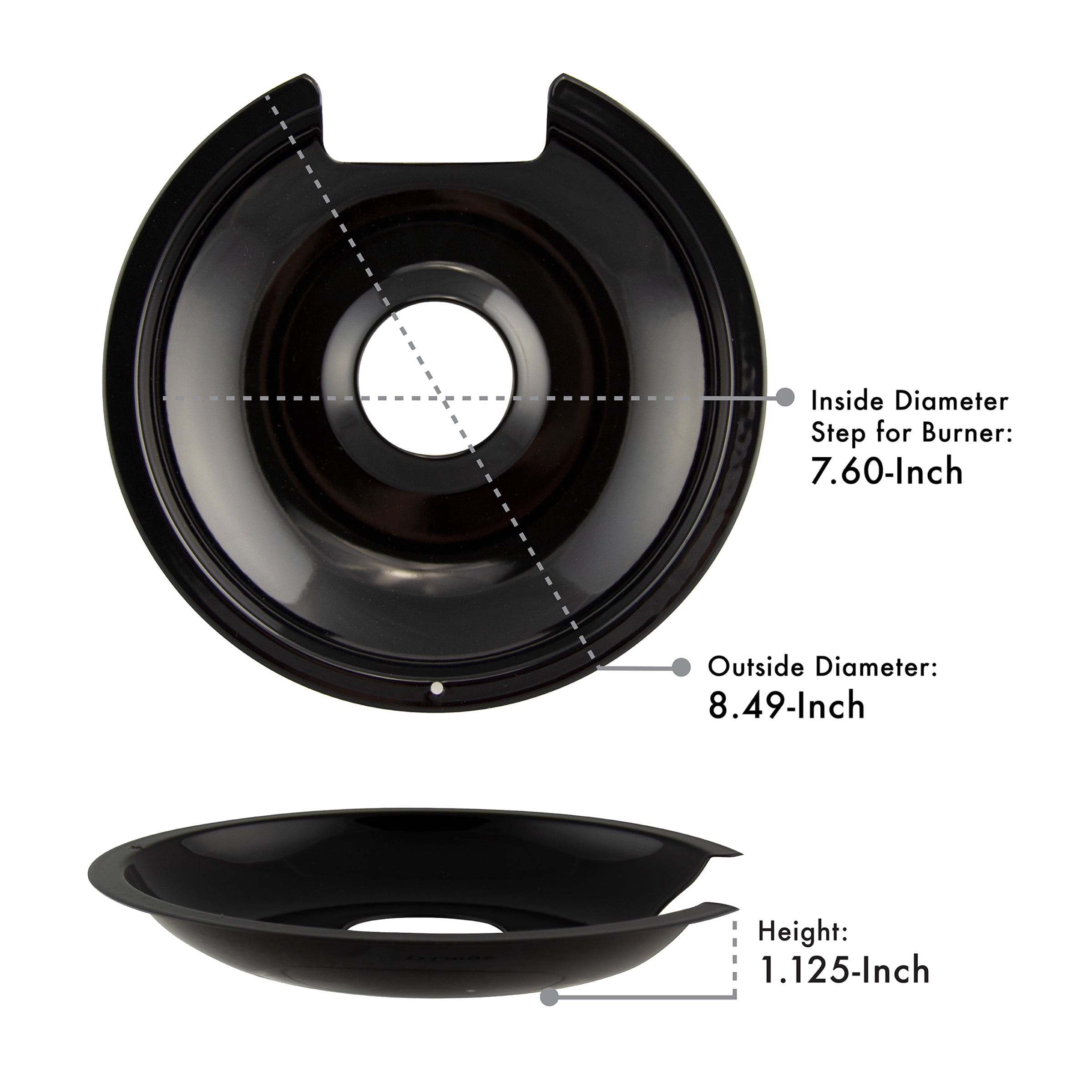 Range Kleen P1056RGE8Z Drip Pan & Trim Ring Black Porcelain, 3 Small & 1 Large each, 8 Pk