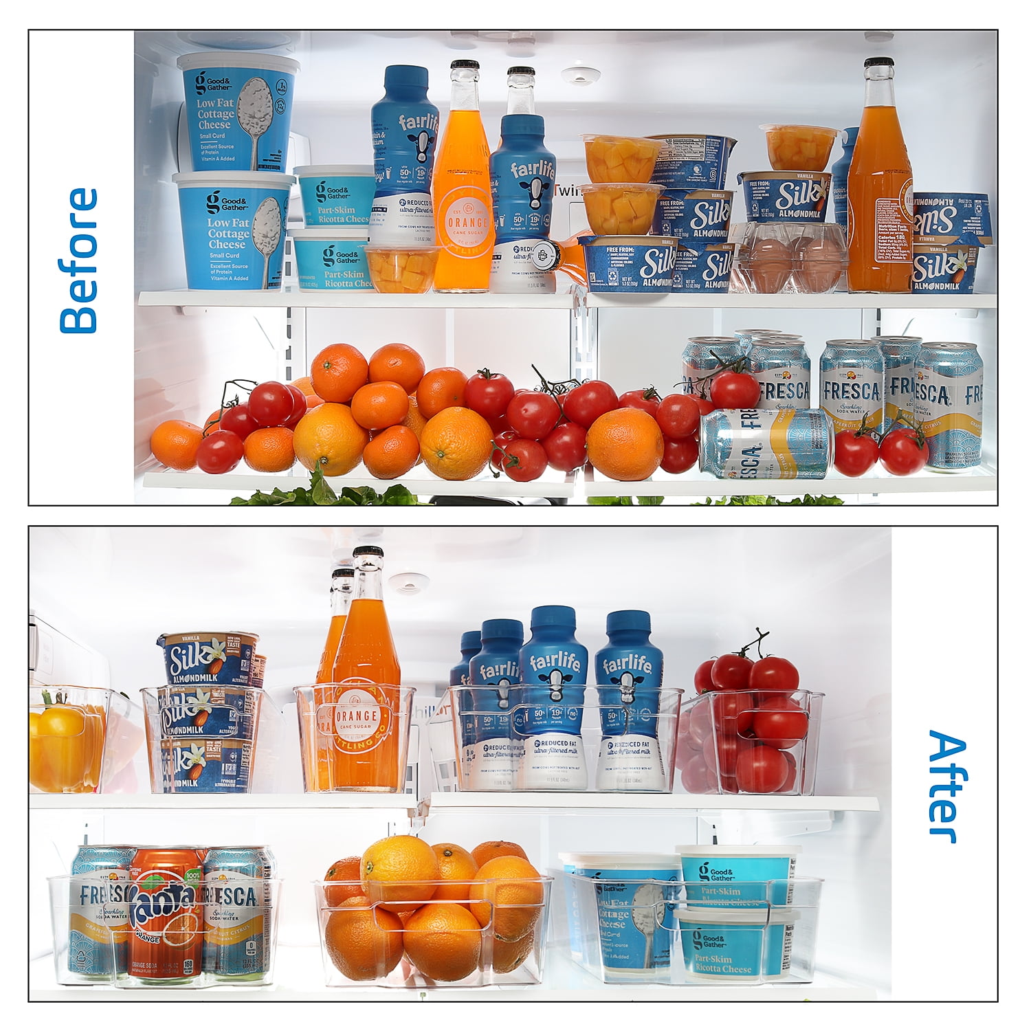 StorageBud Fridge Organizer - 14 Piece Refrigerator Organizer Bins - Stackable Freezer Organizer - Clear Refrigerator Organizer - Multi Size Acrylic Fridge Bins