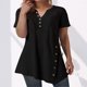thumbnail image 1 of Fiudx Liquidación de Ahorros de Verano Camiseta de Manga Corta con Cuello En V y Botones para Mujer, 1 of 7