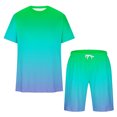 thumbnail image 5 of UVEASISHA Mens Short Sets 2 Piece Casual Outfits Gradient Tracksuit Sweatshirt and Drawstring Shorts Set Mint Green M, 5 of 5