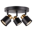thumbnail image 3 of CRAFTRONOS 3 Light Track Lighting Kit, Matt Black Brass Finish Canopy with Moden Flush Mount Ceiling Spotlight for Kitchen,Dining,Living Room,Home Improvement, 3 of 4