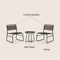 thumbnail image 3 of Freja 3-Piece Mid-Century Modern Faux Rattan Conversation Outdoor Patio Set, Black/Brown, 3 of 6