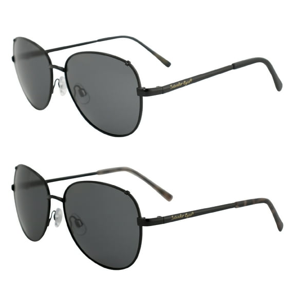 Islander Eyes Vanuatu Polarized Sunglasses for Men or Women Aviator Style 2 Pairs Black & Tortoise Frames w/ Smoke Lenses