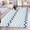thumbnail image 5 of Area Rug 48×72in, Nautical Blue Herringbone Floor Carpet Living Room Rug, Abstract Geometric Wavy Lines Non-Slip Welcome Mat Indoor Rugs for Bedroom Dining Room, 5 of 9