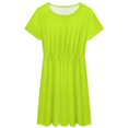thumbnail image 3 of Solid Color Bright Green Women's Dress Short Sleeve Summer Sundress Summer Women Clothes, 3 of 7