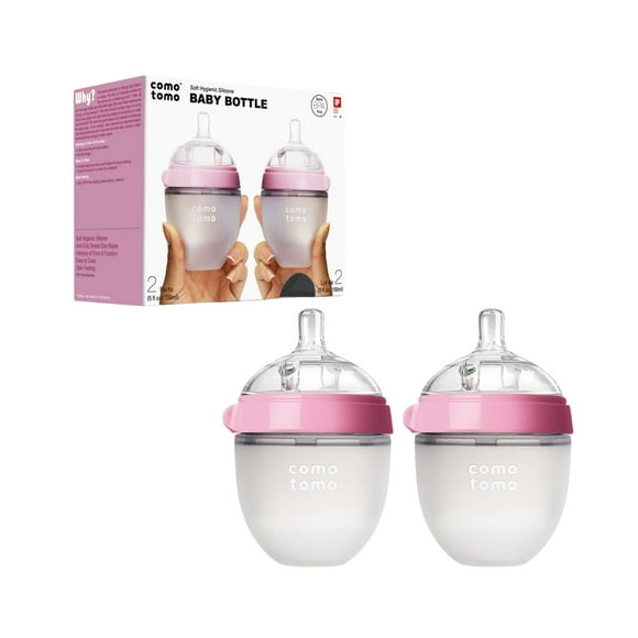 Pack 2 Biberones Comotomo Cuello ancho 150ml/5oz Rosa