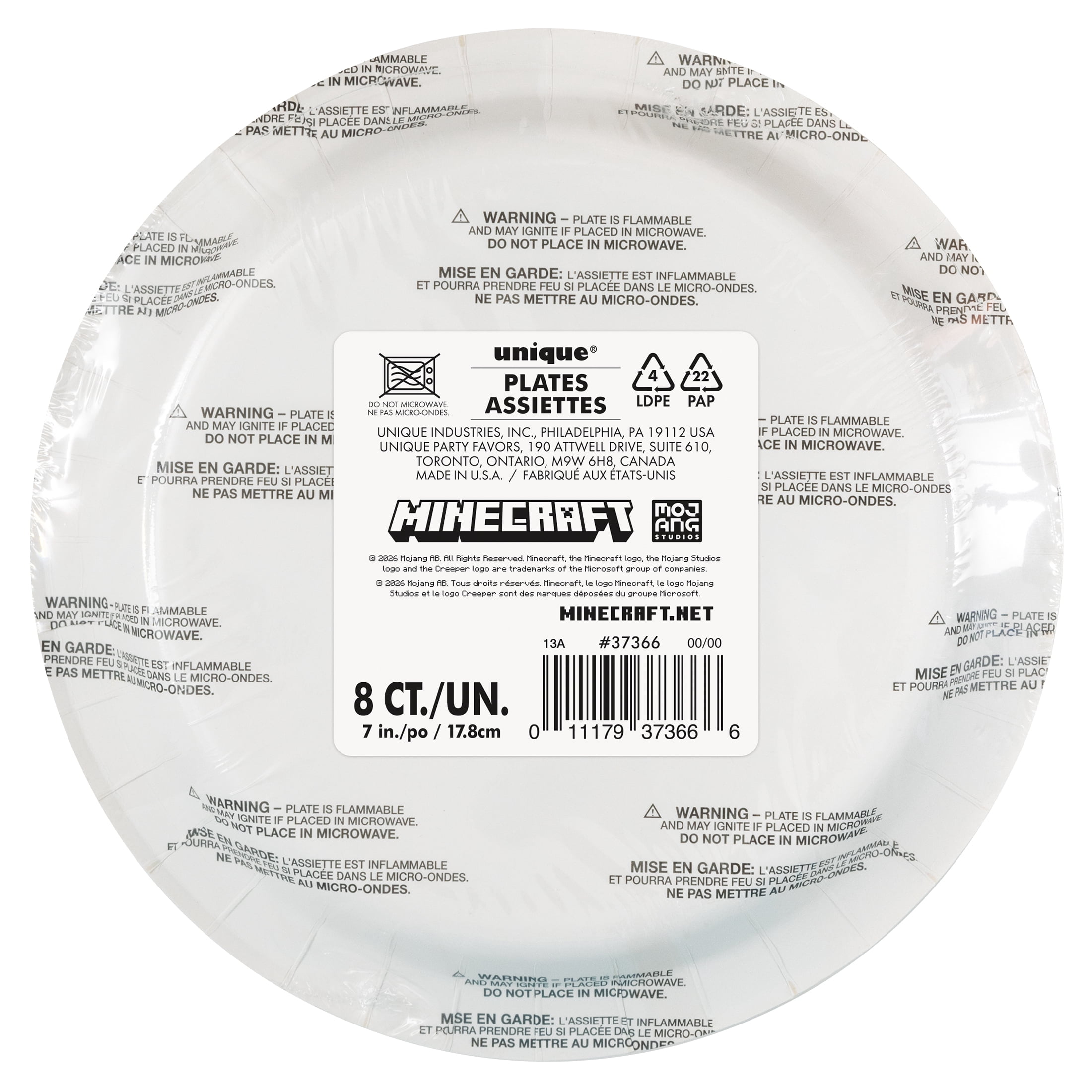 Minecraft 8 Count 6.75IN Multicolor Dessert Paper Plates