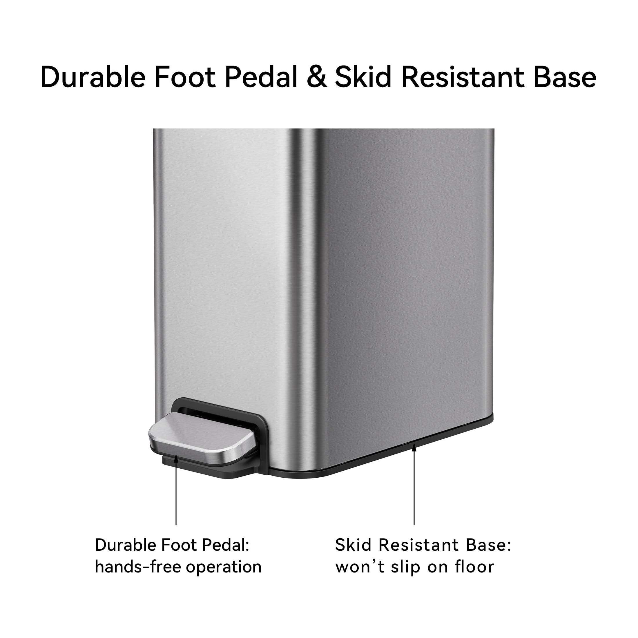 Better Homes & Gardens Bedroom / Office Trash Can, 2.6 Gallon Small Stainless Steel Step Garbage Bucket Bin with Soft Close Lid, Silver