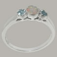 thumbnail image 3 of LBG British Made 925 Sterling Silver Real Genuine Opal & Aquamarine Womens Promise Ring - 33 size options - Size 5.75, 3 of 7