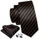 thumbnail image 3 of Set de Corbata Barry.Wang Rayas Negro Dorado en Seda Tejida, 3 of 9