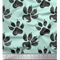 thumbnail image 1 of Soimoi Green Cotton Poplin Fabric Lion Stencil Foot Animal Printed Fabric 1 Yard 56 Inch Wide, 1 of 3