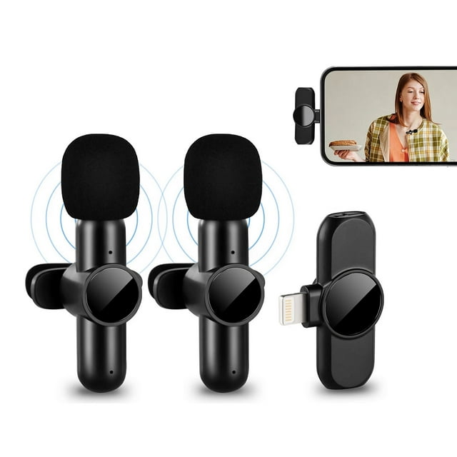 Toytexx Microphone Cravate Sans Fil avec Récepteur Lightning pour iPhone/iPad - Lot de 2