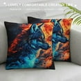 thumbnail image 3 of Orinice Wolf Flames Surreal Graphic Decorative Cushion Throw Pillow Cover 22x22in, 3 of 5