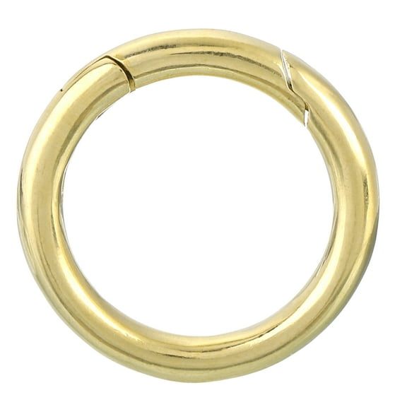 Uxcell Metal Spring O Rings 0.94"(24mm), Brass Spring Keyring Buckles Round Snap Buckle for Keychains Purse