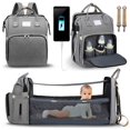 thumbnail image 2 of Mochila para pañales, mochila de viaje plegable para bebé, bolsa de pañales para mamá y papá con puerto de carga USB, 2 of 4
