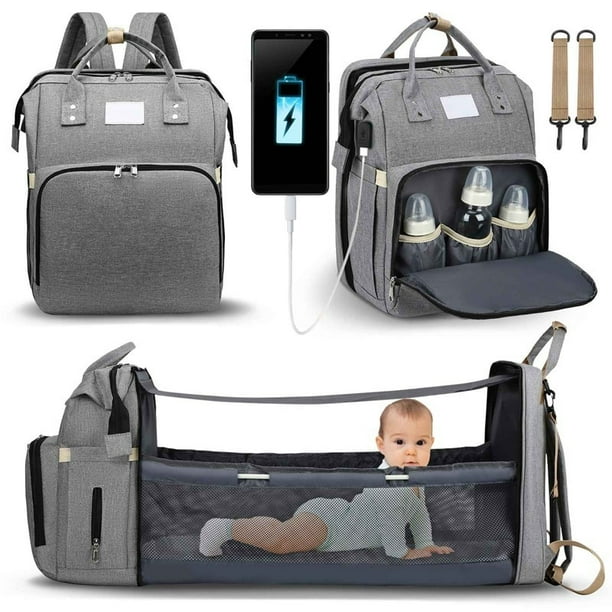 Mochila para panales mochila de viaje plegable para bebe bolsa de panales para mama y papa con puerto de carga USB Bodega Aurrera en linea