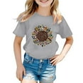 thumbnail image 2 of WEIYLL T-Shirts Filles Décontractés Imprimé Tournesol Col Rond Été Manches Courtes Douces Hauts pour Enfants de 2-3 Ans, 2 of 4