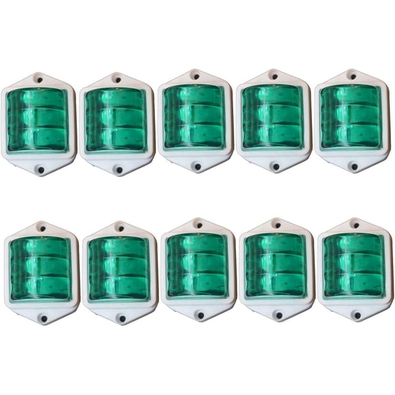 10Pc Trailer RV Marker LED Light Clearance Light Green, 2x2 Inch LED Bubble 12V Side Marker Light for Trucks - Universal Side Marker Light