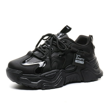 

Women s Casual Platform Lace Up Running Shoes Fashion Faux Leather Chunky Sneakers Women s Footwear