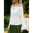 thumbnail image 4 of FEOYA Renaissance Tops Womens Gothic Blouse Steampunk Flare Sleeves Medieval Pirate Shirt Goth Peasant Tops L, 4 of 7