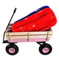 thumbnail image 3 of Outdoor Wagon All Terrain Pulling Metal Base& Wooden Guardrail ,Long Service Life, Wood Railing Air Tires Children Kid Garden, Pink, 3 of 9