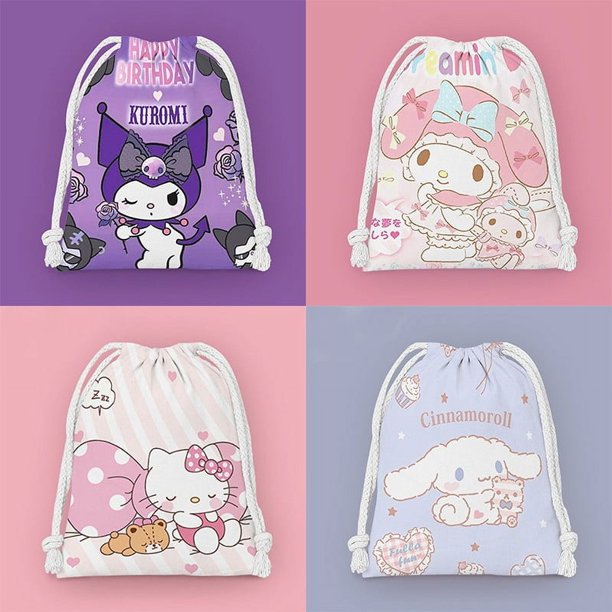 Sanrio-mochila con cordón de dibujos animados Kawaii, Melody Kuromi Cinnamoroll, deportes, gimnasio, Sackpack, viaje, entrenamiento, bolsa de cuerdas, regalos
