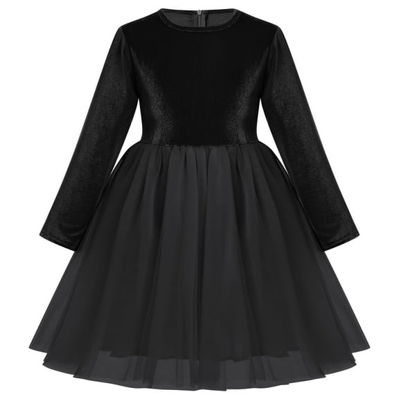 IDOPIP Toddler Baby Girls Velvet Tutu Dress Long Sleeve Christmas Party Wedding Dresses Fall Winter Clothes