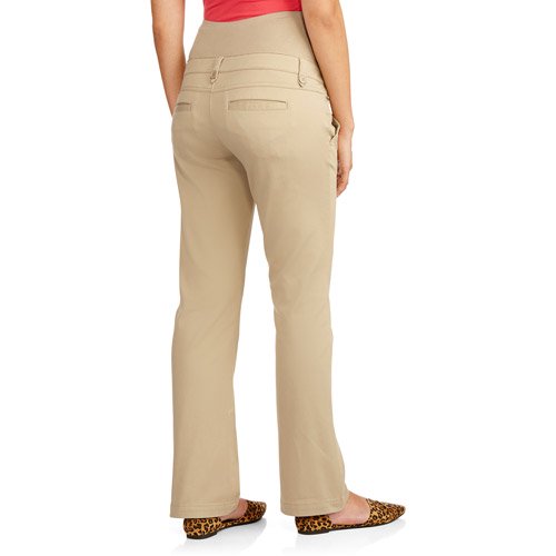 FullPanel Woven Maternity Pants with ButtonFront Curved Pockets